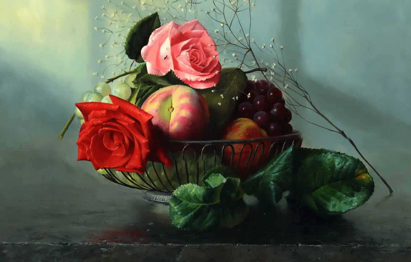 Photo wallpaper roses, picture, fruit, Alexei Antonov