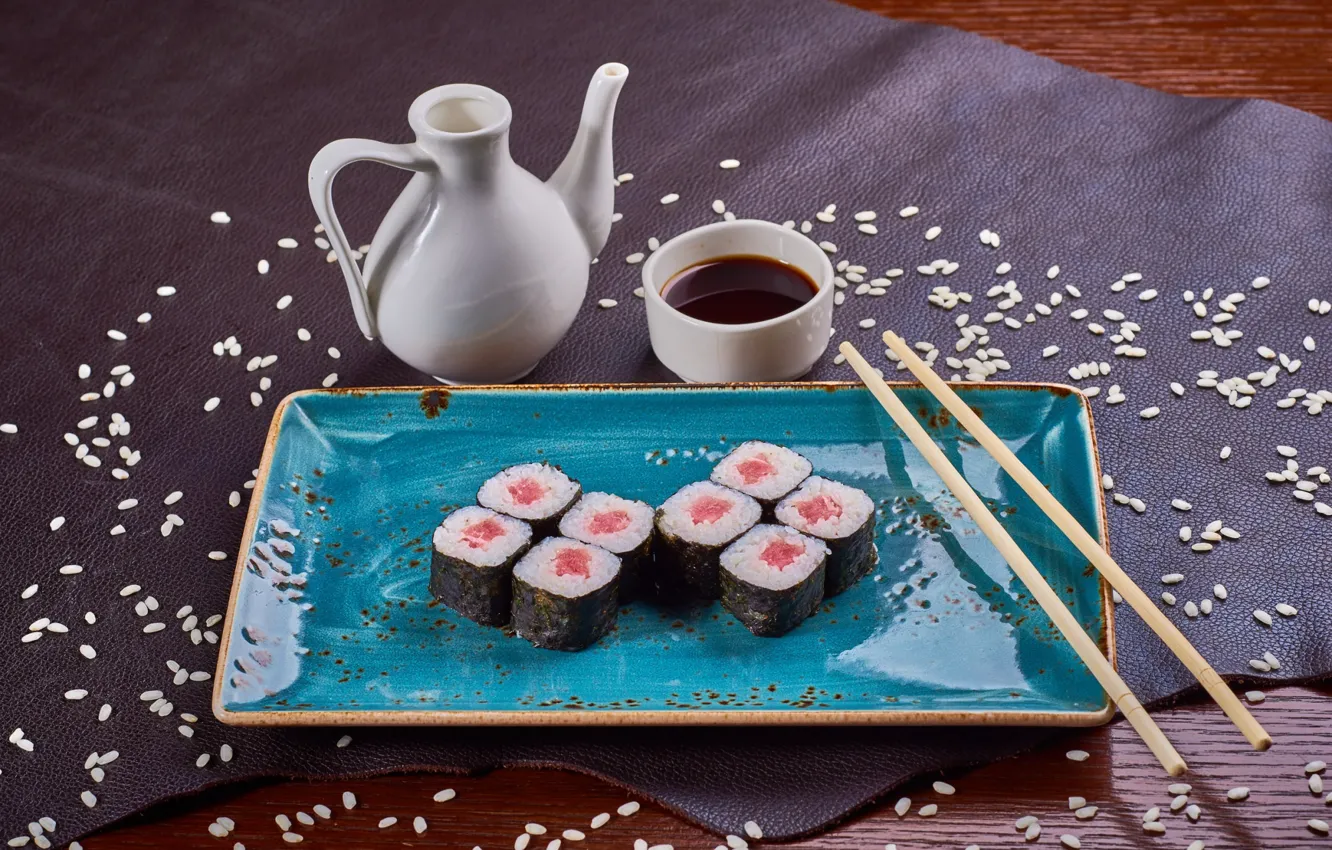 Photo wallpaper figure, sauce, sesame, rolls