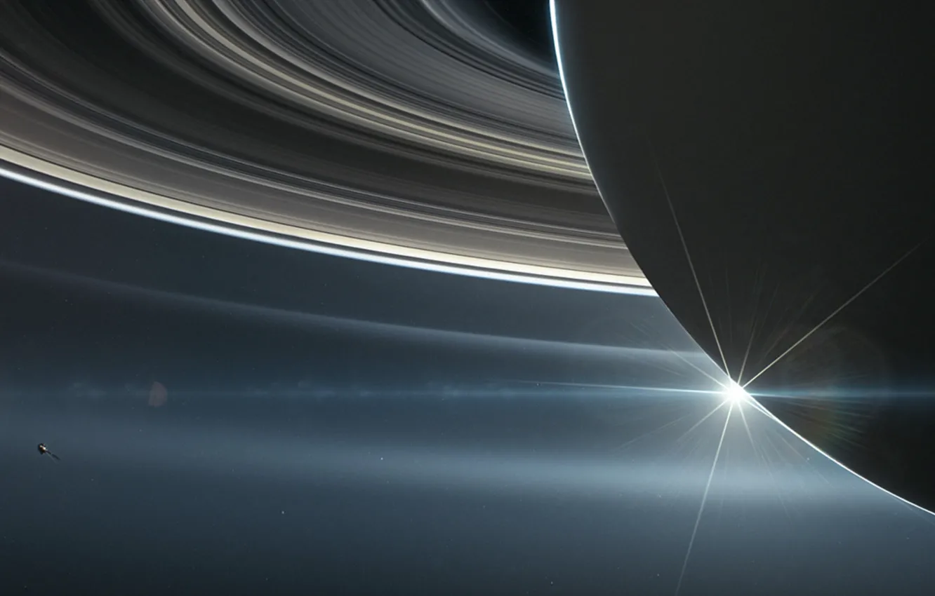 Photo wallpaper ring, Saturn, open space
