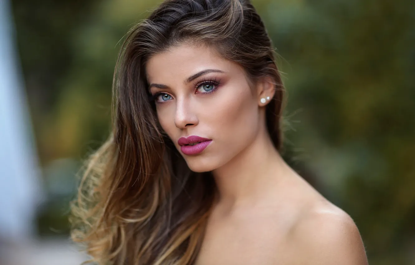 Photo wallpaper face, background, model, portrait, makeup, hairstyle, brown hair, beauty