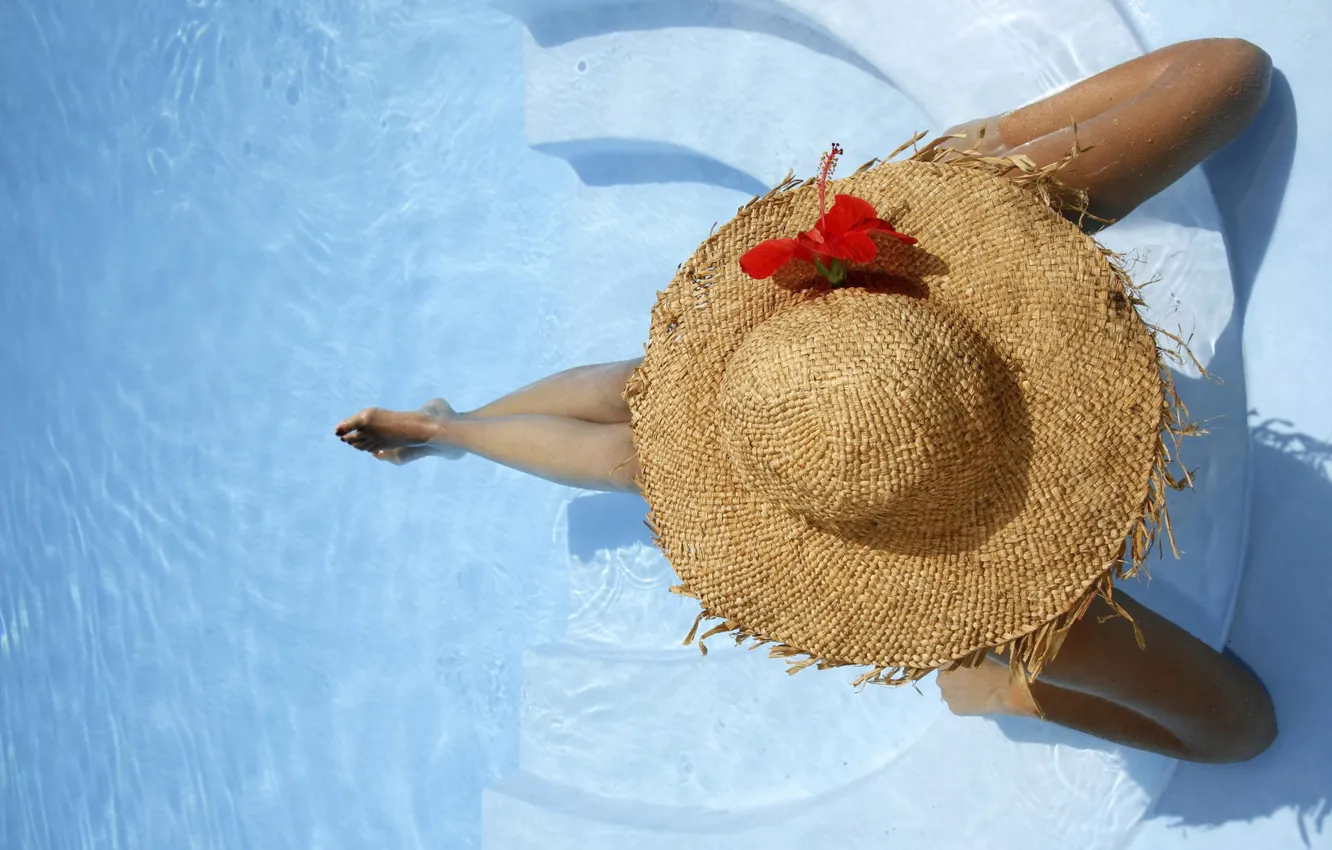 Photo wallpaper water, hat, pool