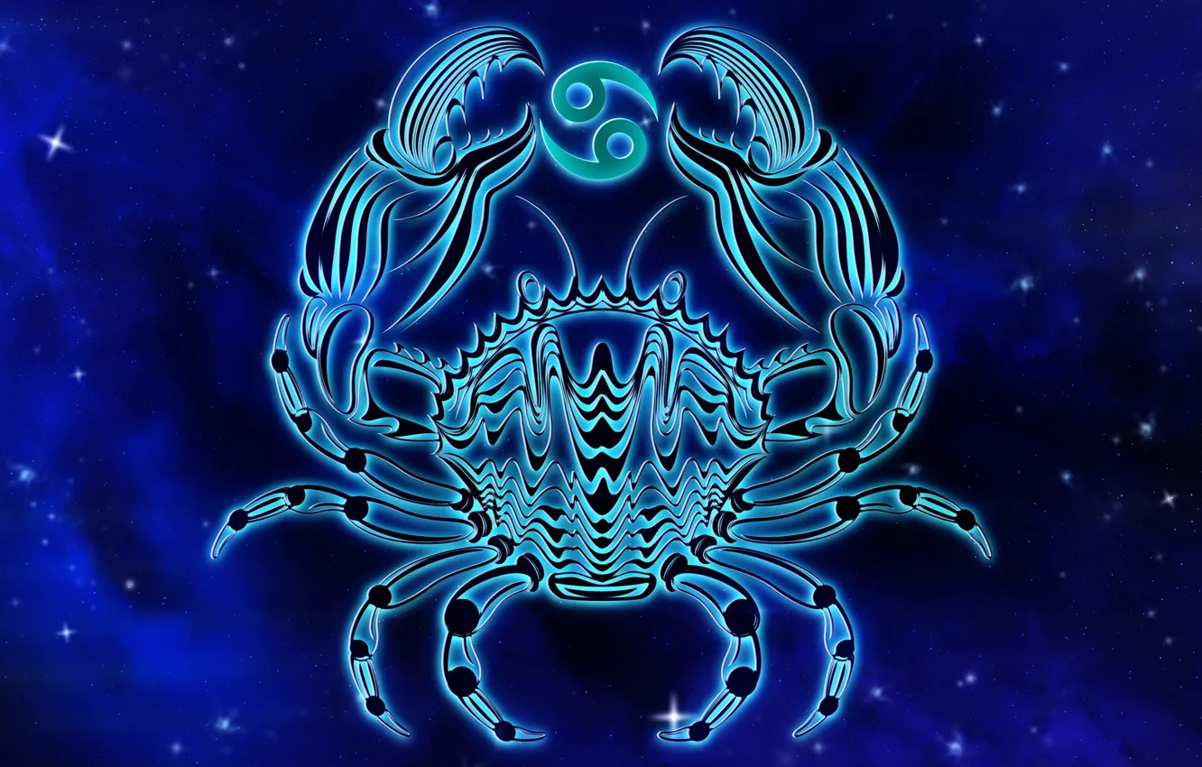 Photo wallpaper space, crab, zodiac sign, cancers