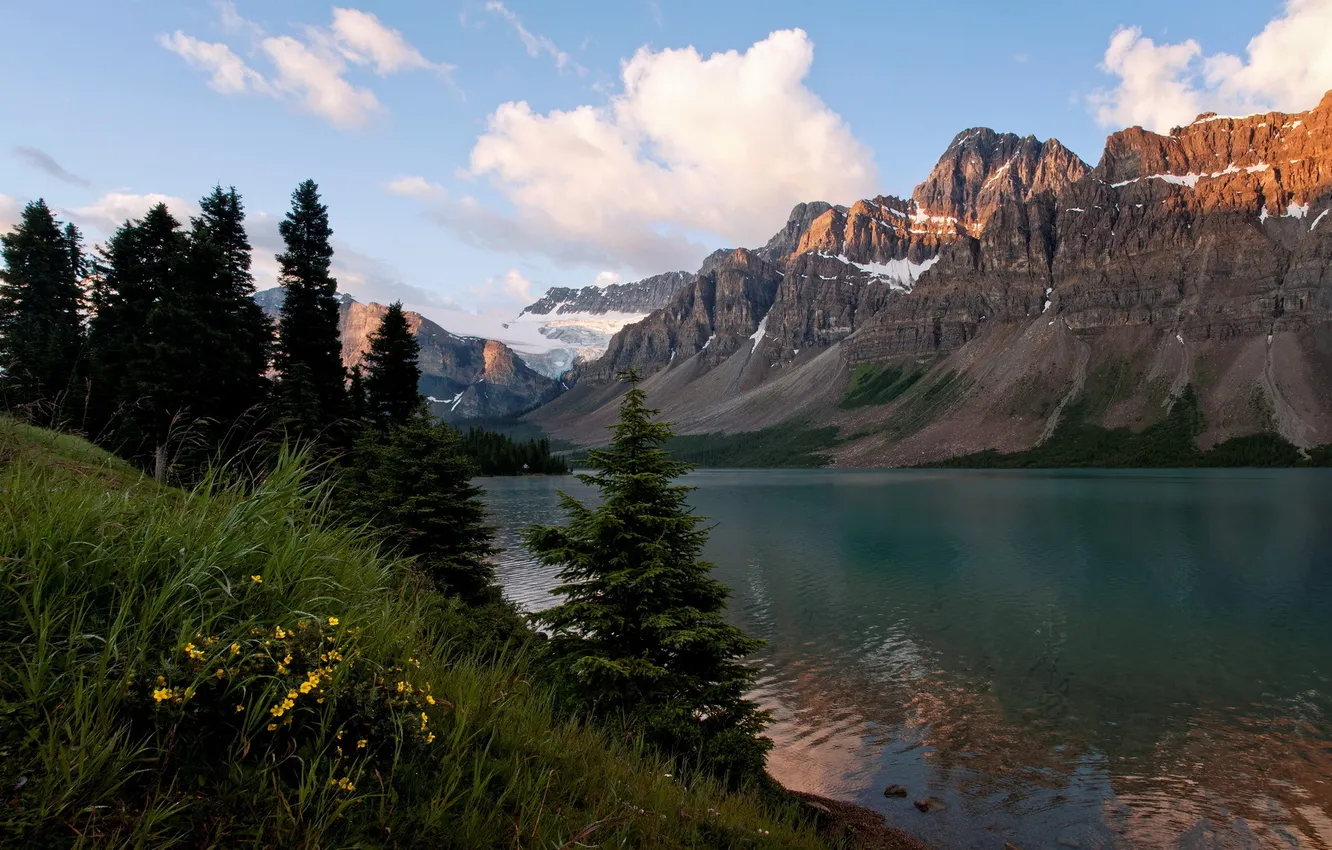 Photo wallpaper landscape, mountains, nature, lake