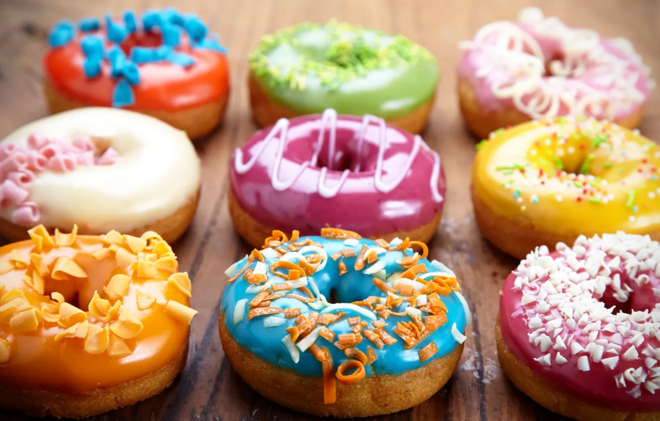 Photo wallpaper donuts, cakes, sweet, glaze, donuts