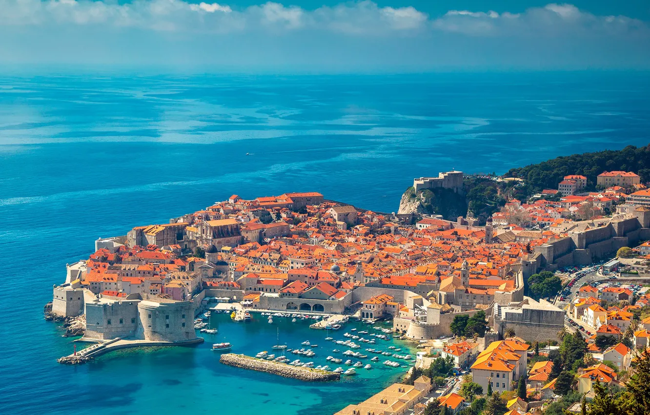 Photo wallpaper sea, panorama, Croatia, Dubrovnik