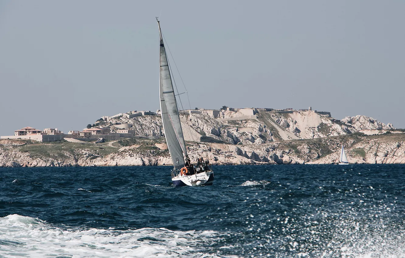 Photo wallpaper sea, France, yachts, sails, Bouches-du-rhône, Marseille, Friuli Archipelago