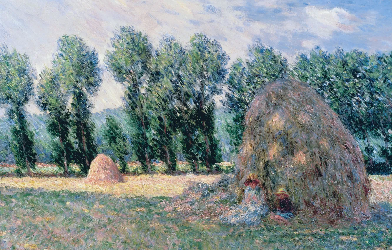 Photo wallpaper trees, landscape, picture, Claude Monet, Stack
