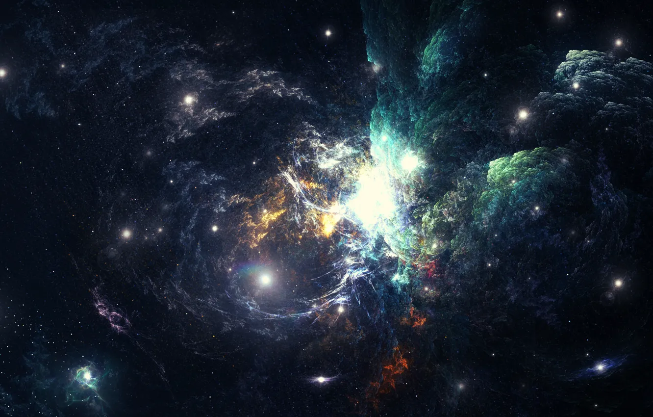 Photo wallpaper space, nebula, galaxy