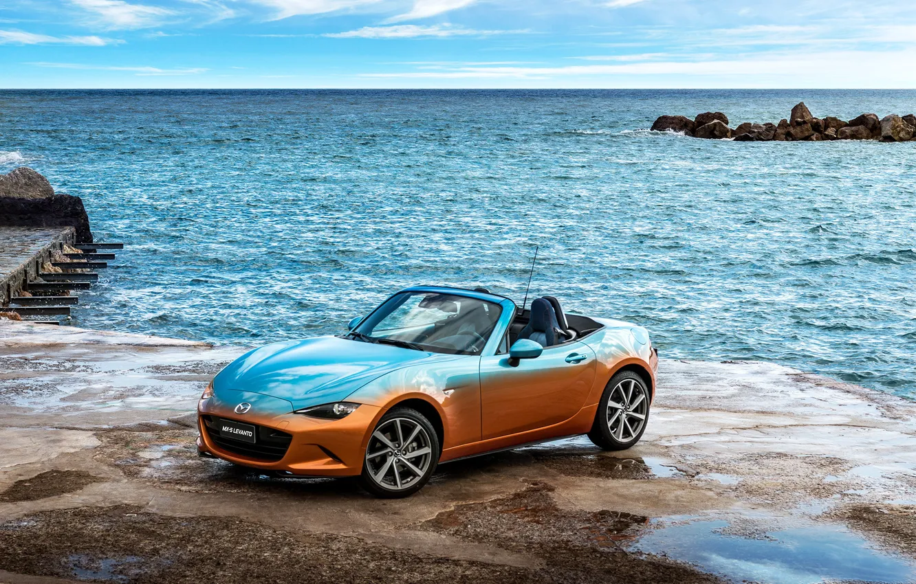 Photo wallpaper sea, auto, Mazda, Mazda, Italia, MX-5, Levanto