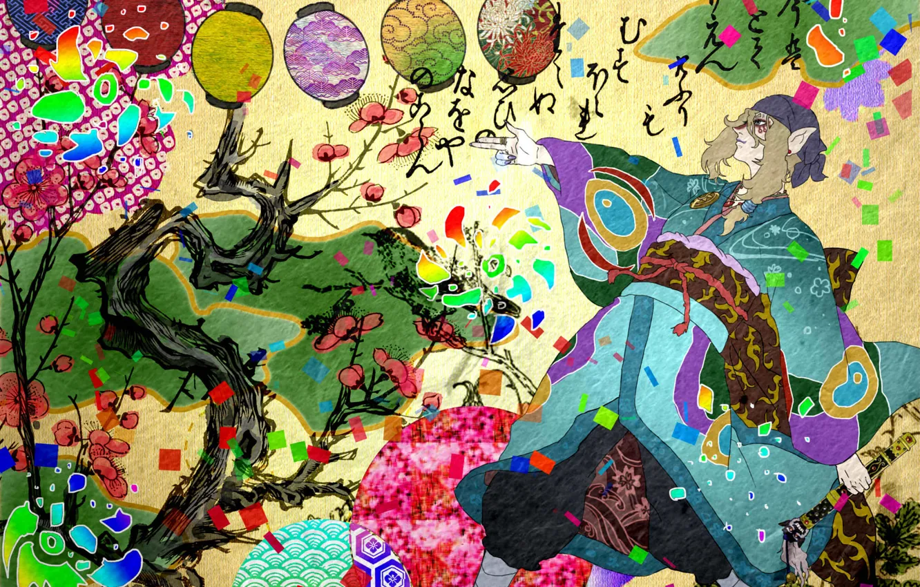 Photo wallpaper tree, art, guy, Mononoke, Kusuriuri
