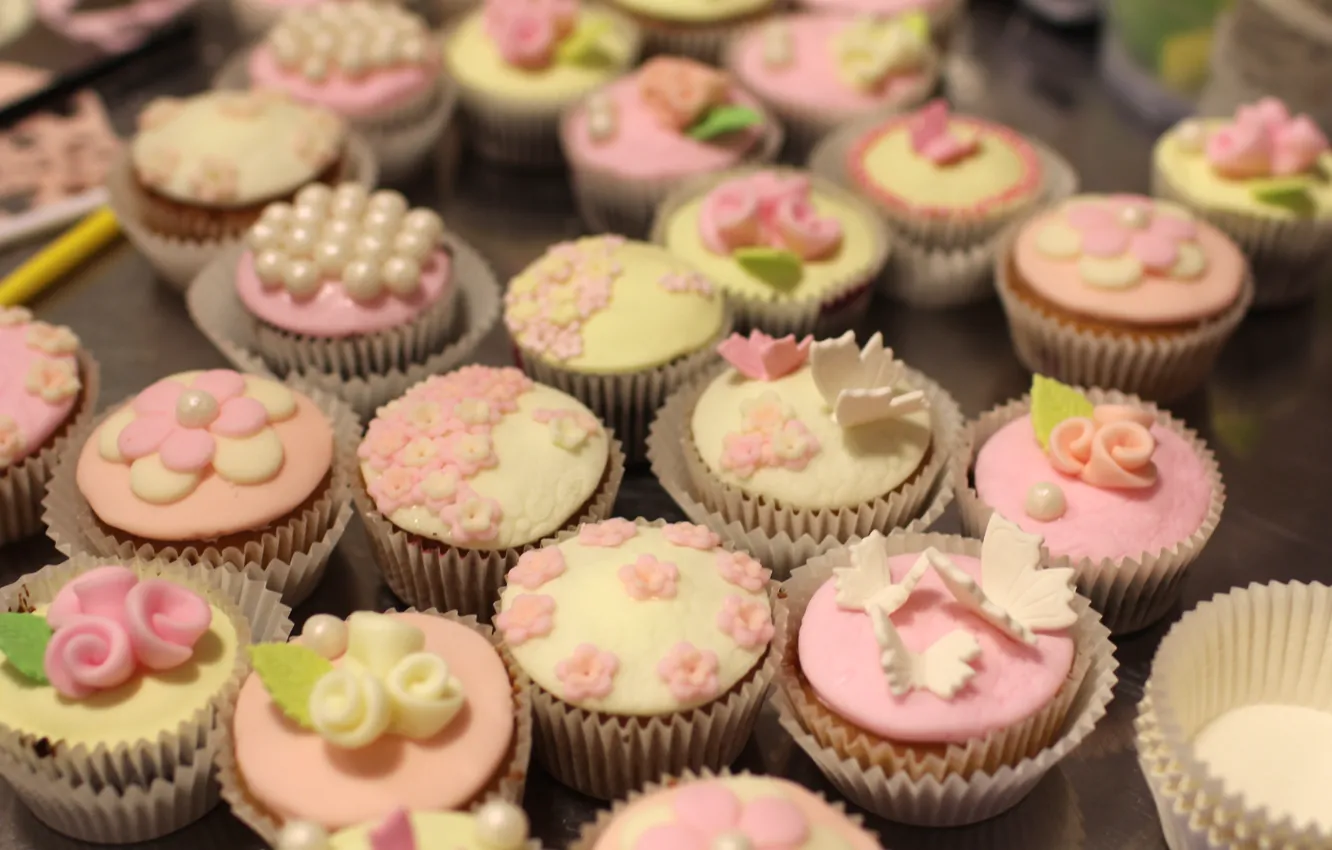 Photo wallpaper decoration, cakes, sweet, cupcakes