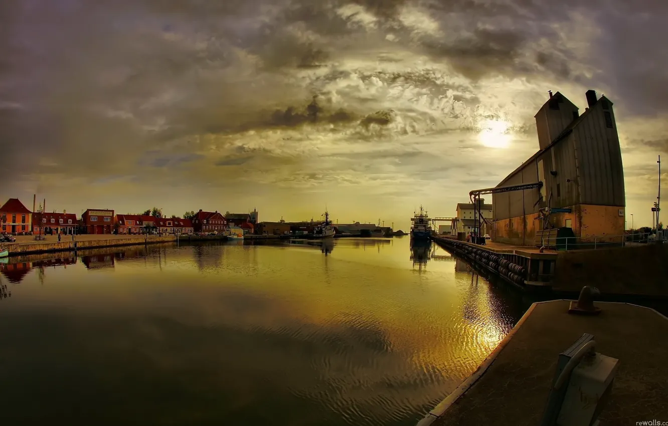 Photo wallpaper city, river, Town