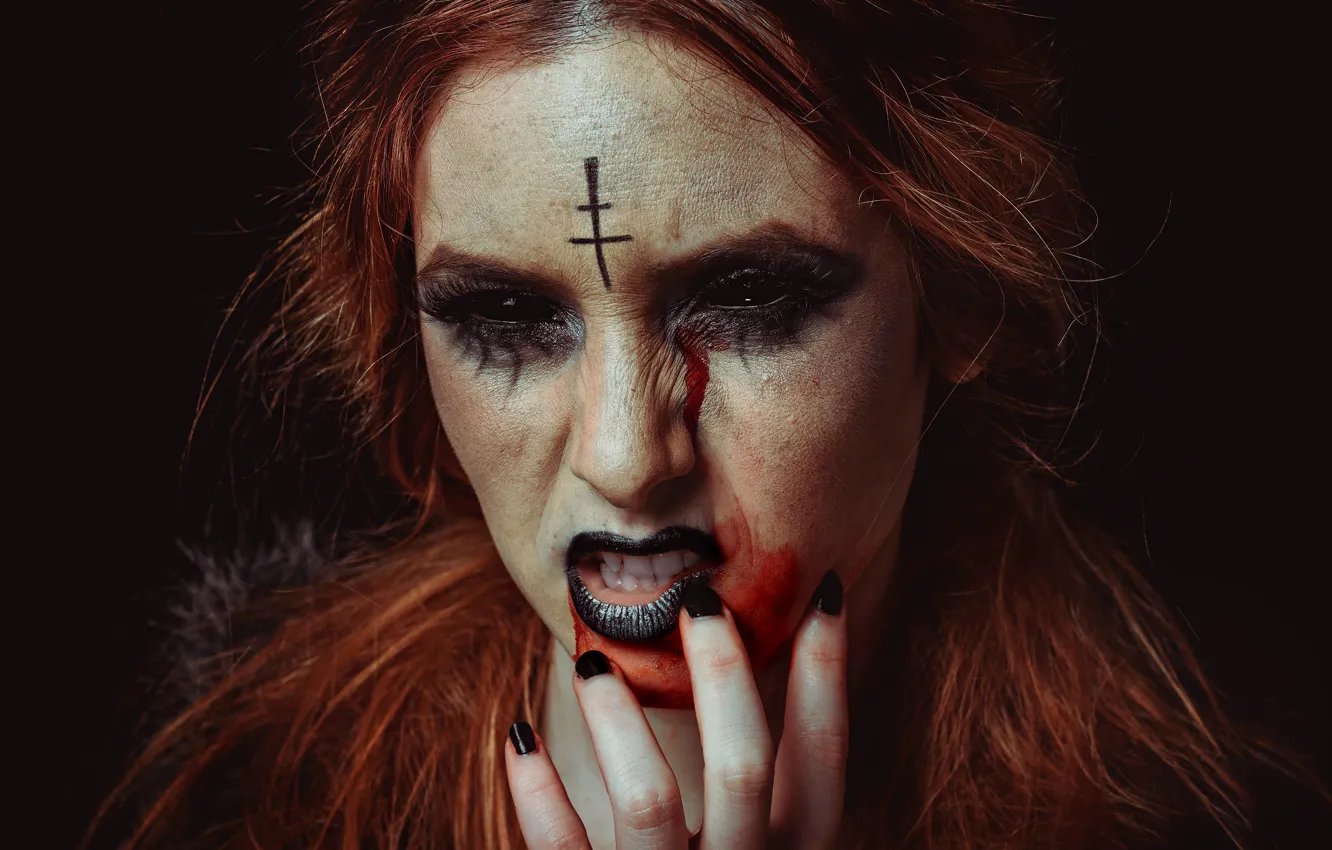 Photo wallpaper demon, horror, witch, teeth, terror
