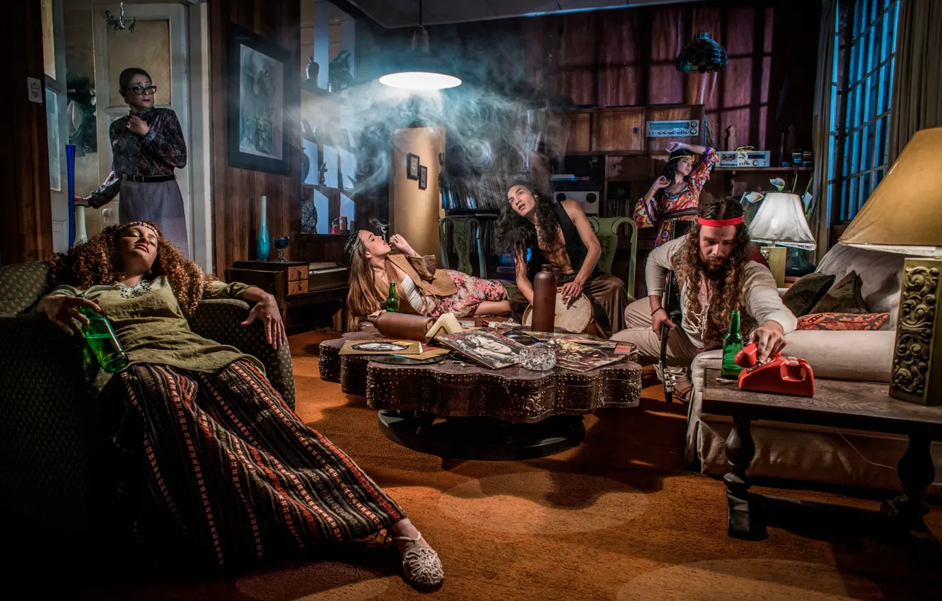 Photo wallpaper retro, hippie, 70s Full Party