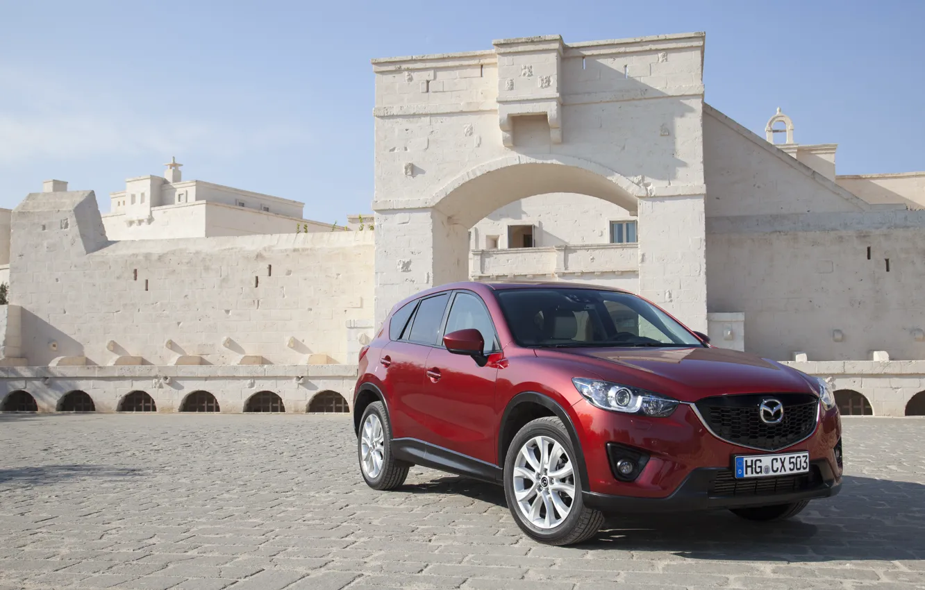 Photo wallpaper auto, red, castle, Mazda CX-5