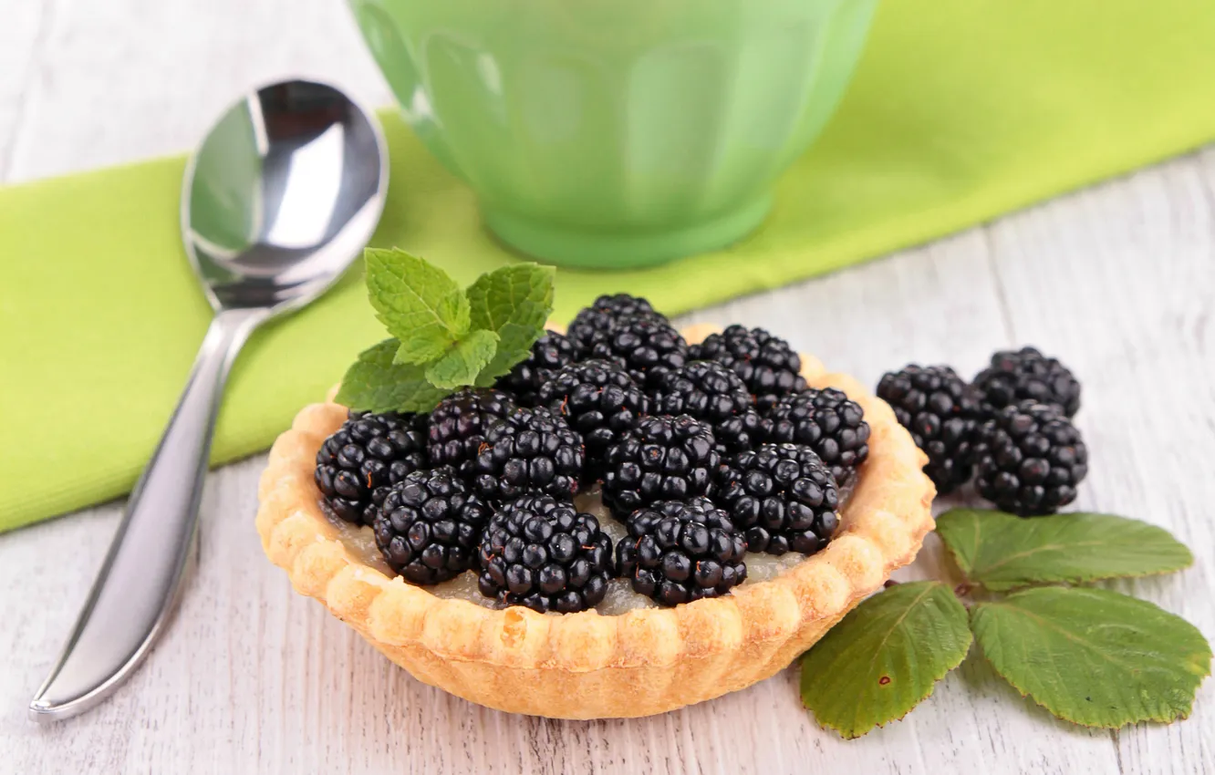 Photo wallpaper berries, food, dessert, BlackBerry, tartlets