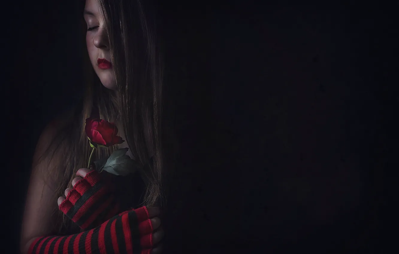 Photo wallpaper roses, girl, gloves, danielle balance