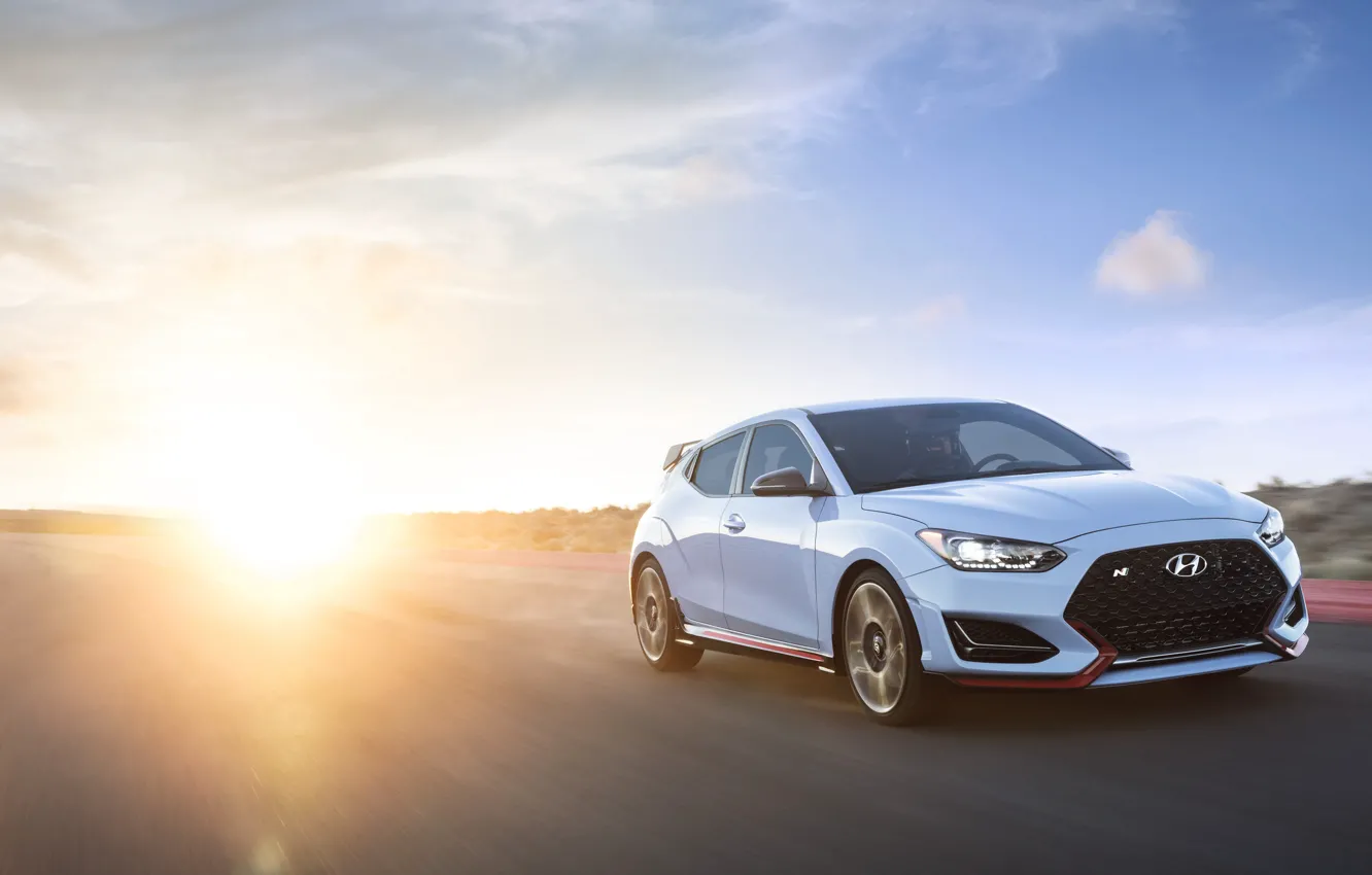 Photo wallpaper sunset, Hyundai, hatchback, 2018, Veloster N