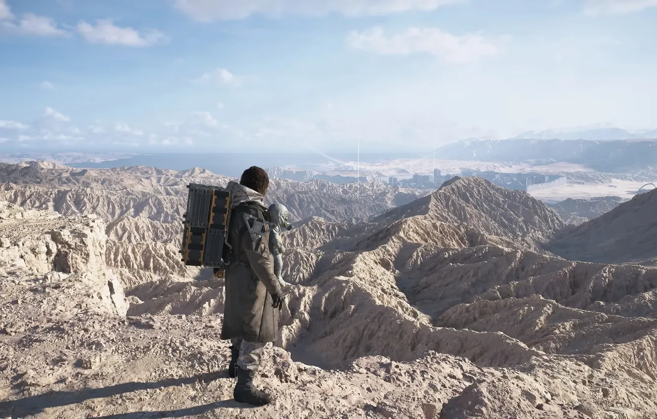 Photo wallpaper landscape, hills, desert, the game, Screenshot, Death Stranding 2