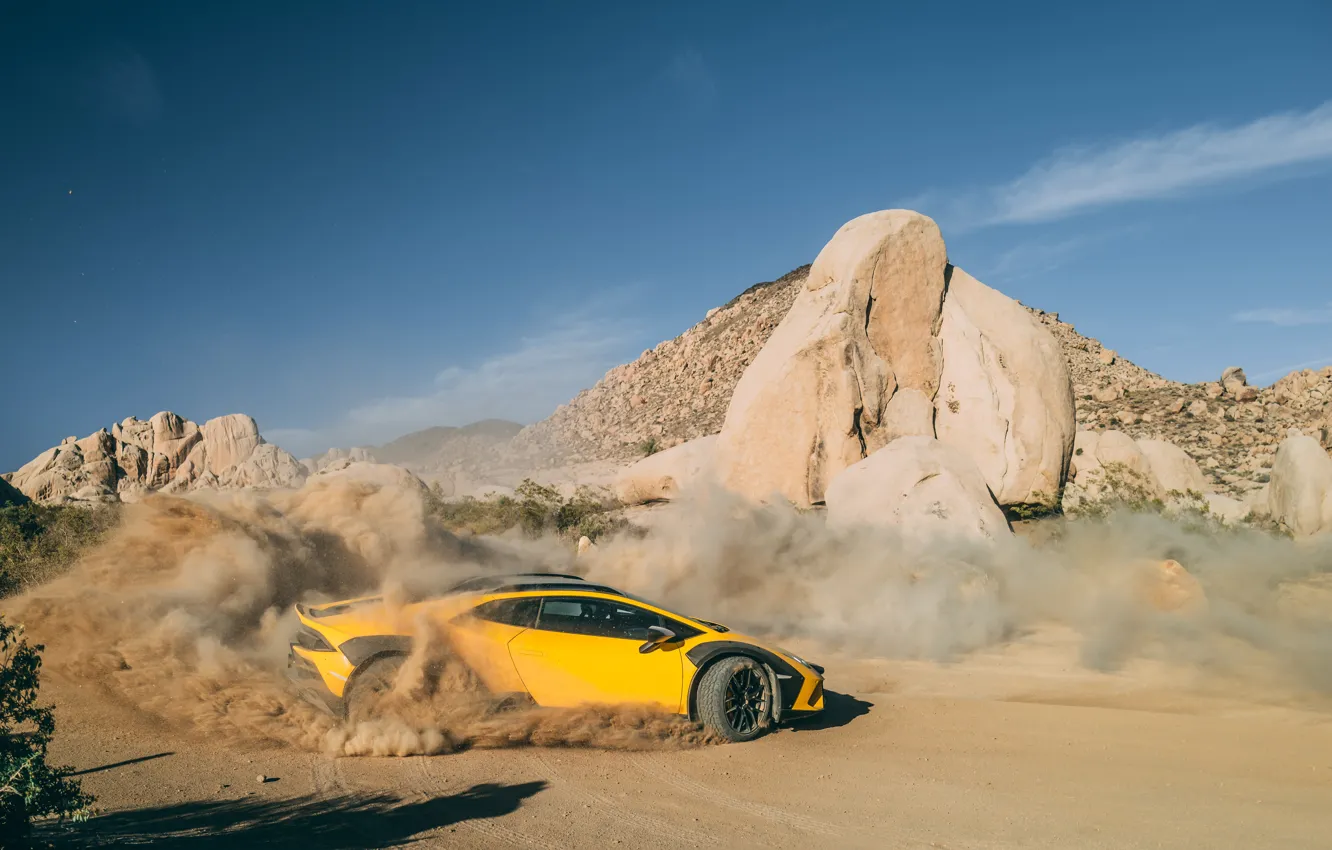 Photo wallpaper Lamborghini, supercar, dust, off-road, Huracan, Lamborghini Huracan Sterrato