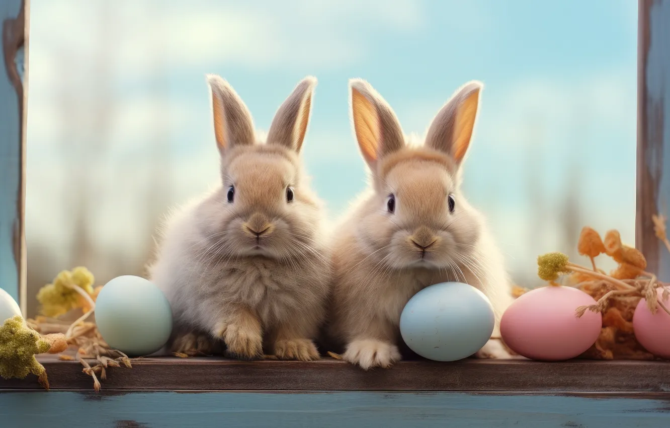 Wallpaper look, holiday, hare, eggs, spring, rabbit, Easter, Bunny for ...