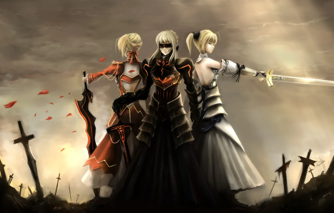 Photo wallpaper weapons, sword, art, saber, armor, fate/stay night, nopnop, fate/extra