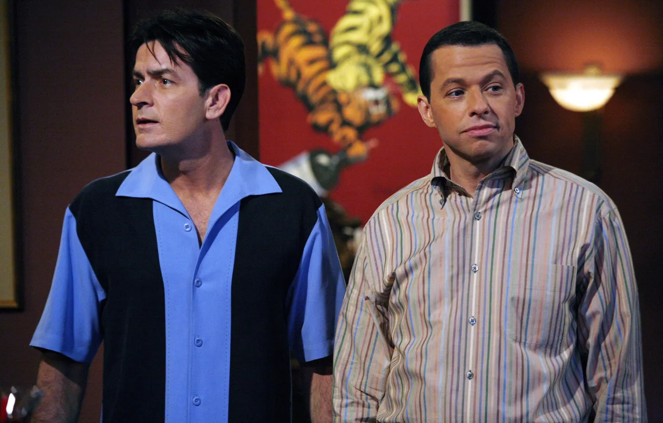 Photo wallpaper actor, the series, characters, Charlie Sheen, John Cryer, Charlie Harper, Alan Harper, Two and a …