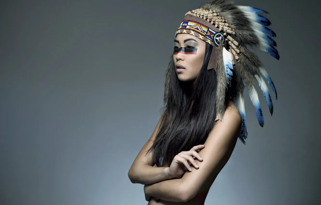 Photo wallpaper girl, makeup, Pocahontas