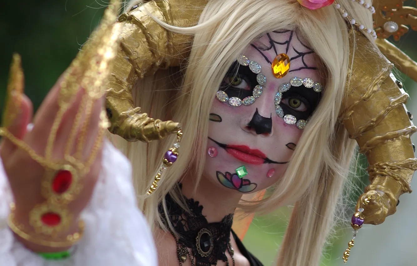 Photo wallpaper girl, face, style, holiday, makeup, paint