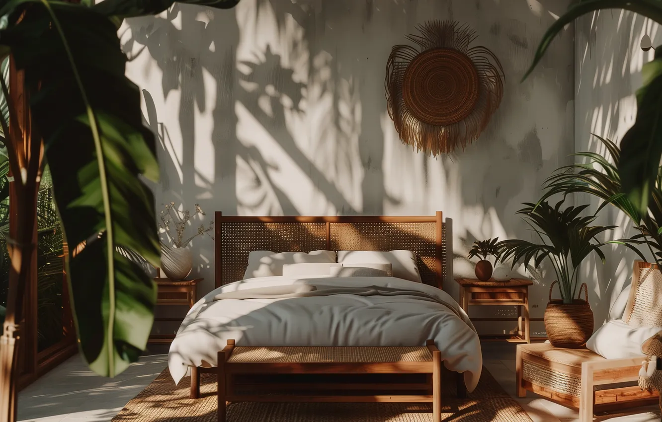 Photo wallpaper design, comfort, style, room, furniture, bed, home, interior