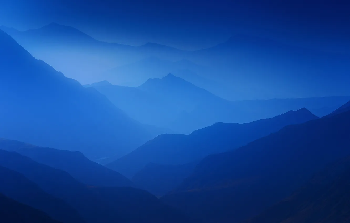 Photo wallpaper mountains, fog, mountains, fog