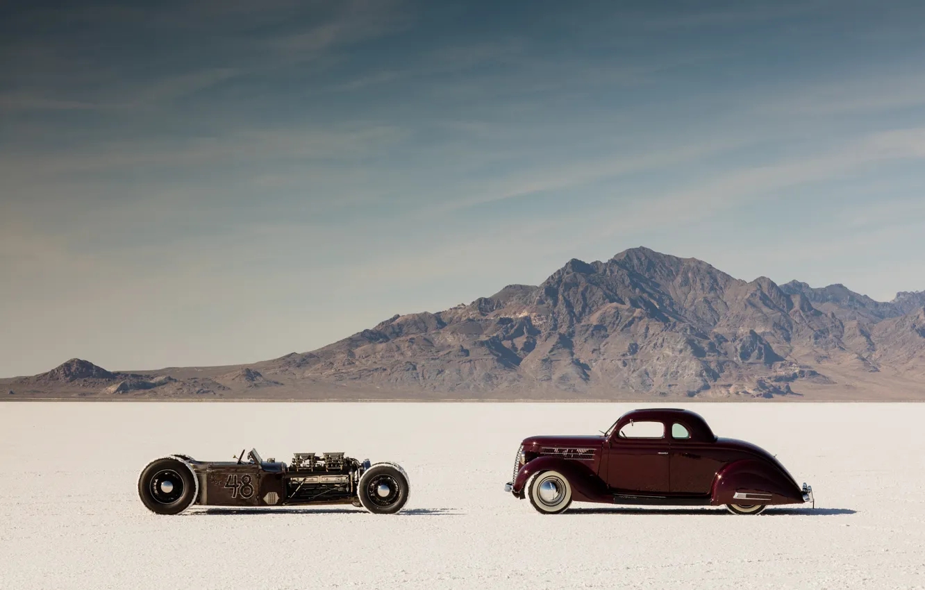 Photo wallpaper desert, hot rod, cars, rat rod