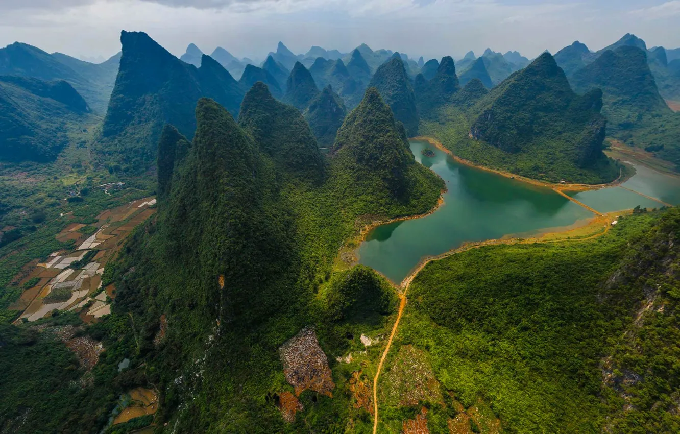 Photo wallpaper mountains, river, China, Guilin and Lijiang River National Park