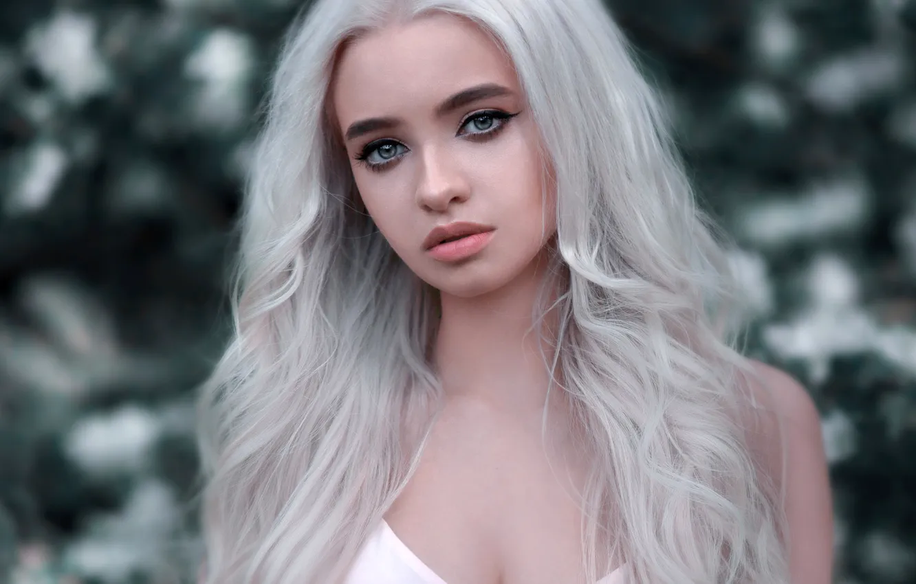 Photo wallpaper look, background, model, portrait, makeup, hairstyle, blonde, beautiful