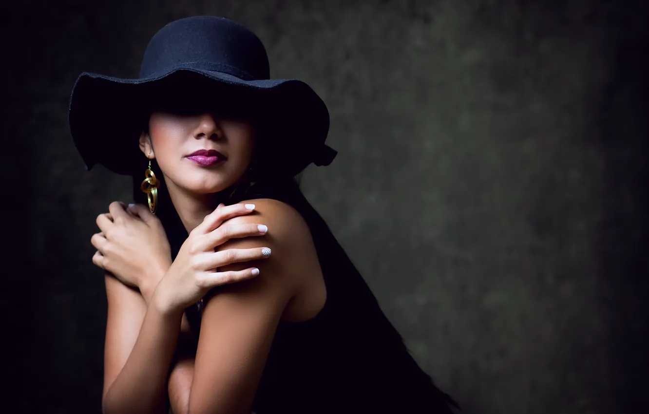 Photo wallpaper girl, hat, makeup, brunette, melissa