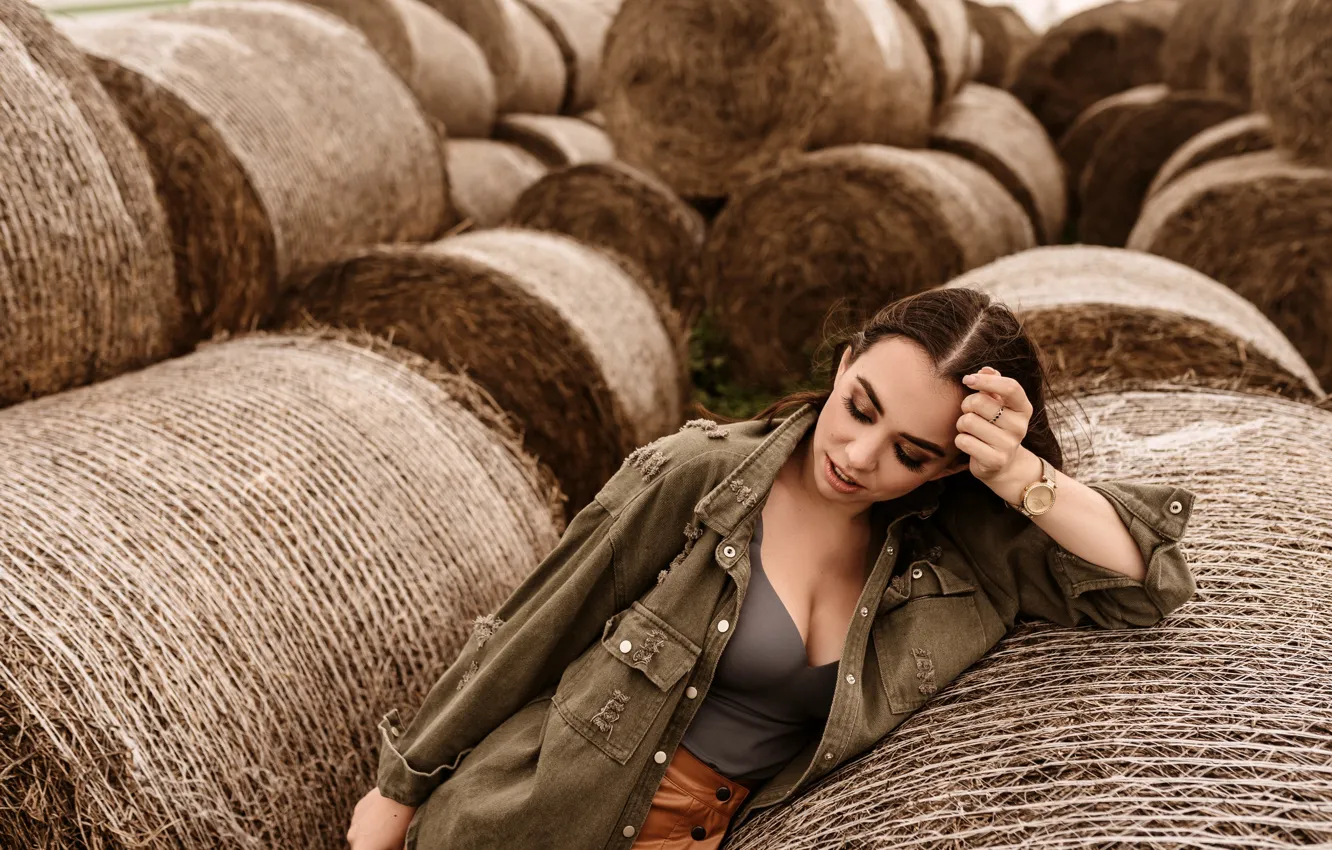 Photo wallpaper pose, model, skirt, portrait, makeup, Mike, jacket, hairstyle