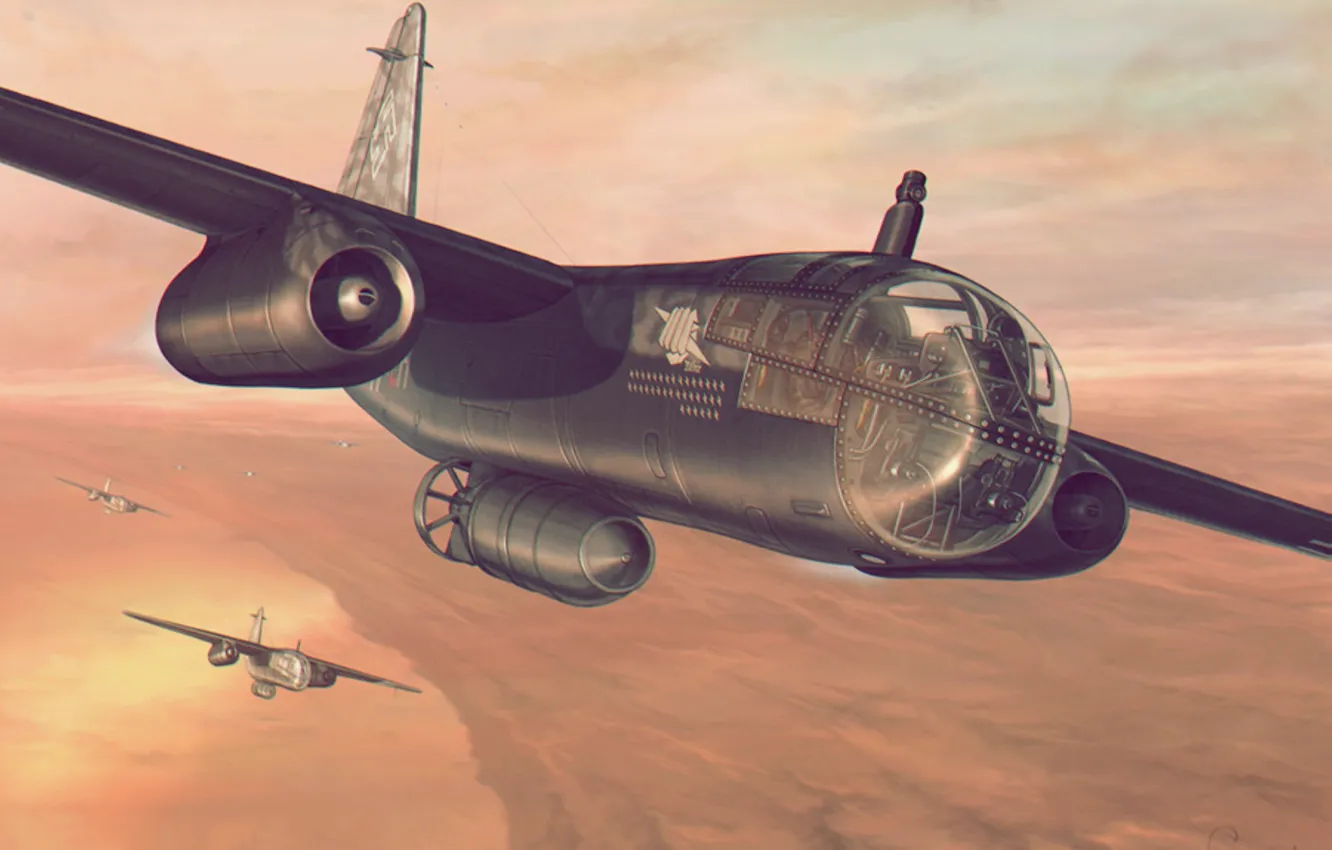 Photo wallpaper aircraft, war, airplane, aviation, dogfight, arado ar 234