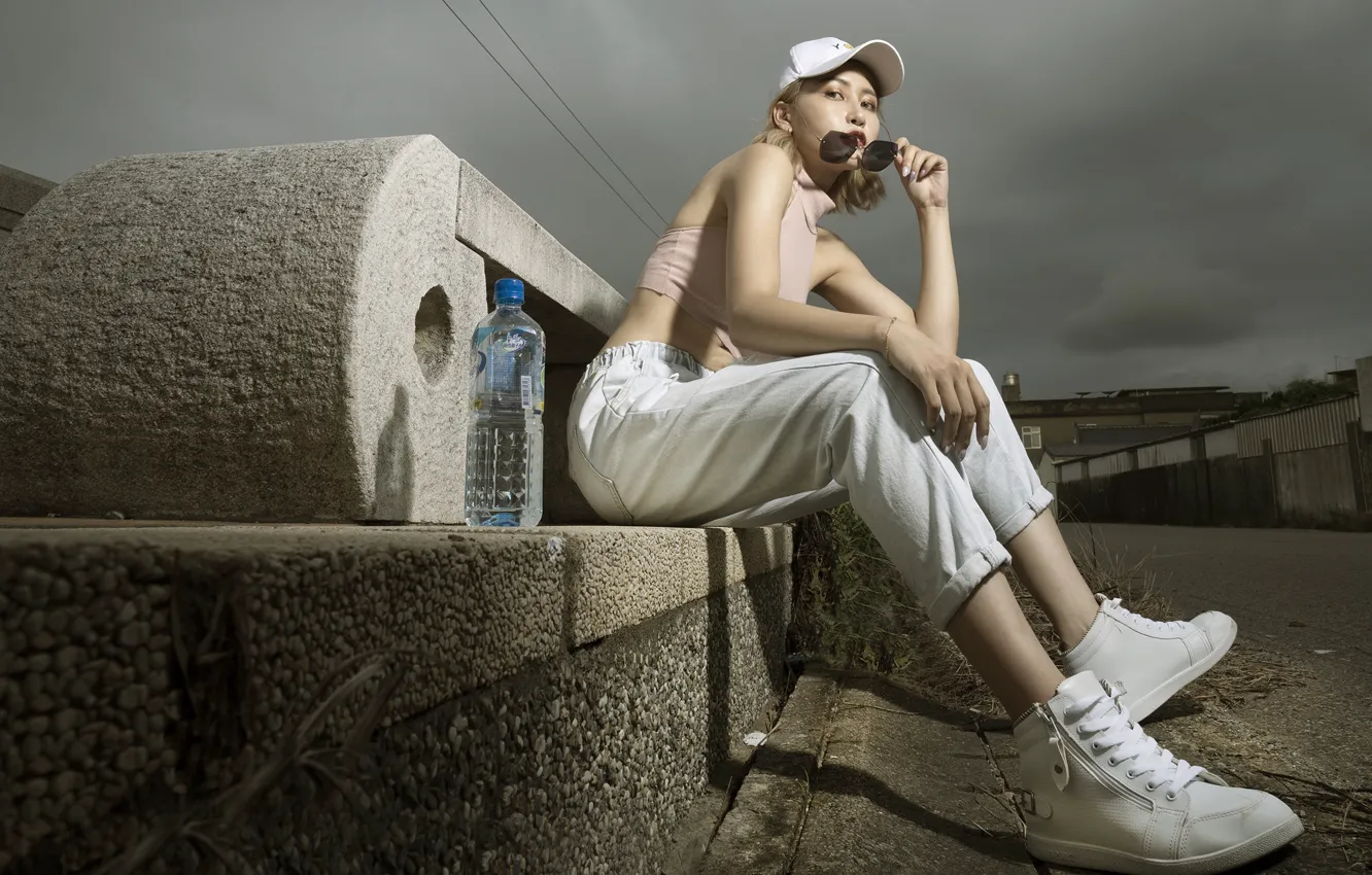 Photo wallpaper girl, background, Asian