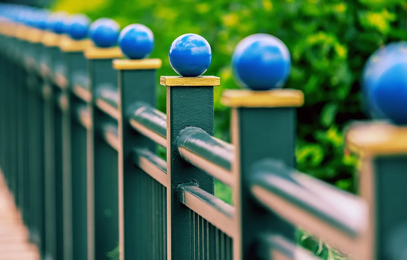 Photo wallpaper macro, bridge, railings