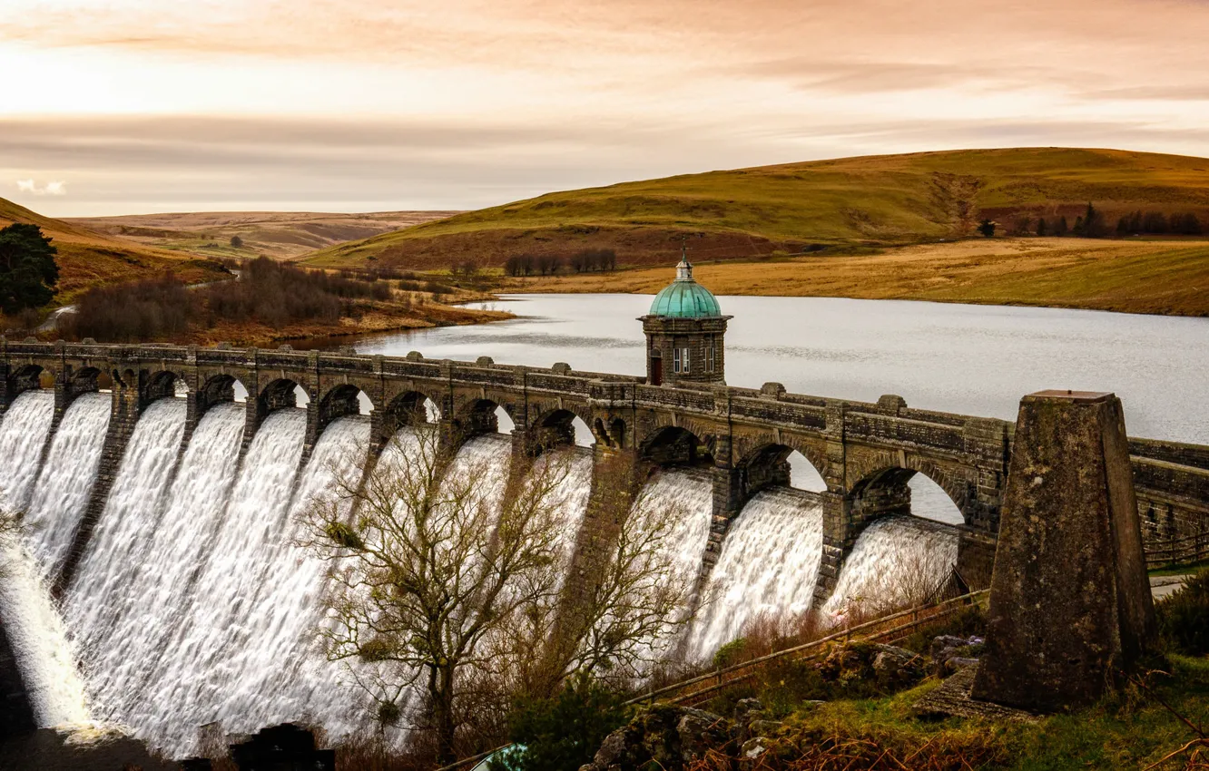 Photo wallpaper landscape, nature, dam