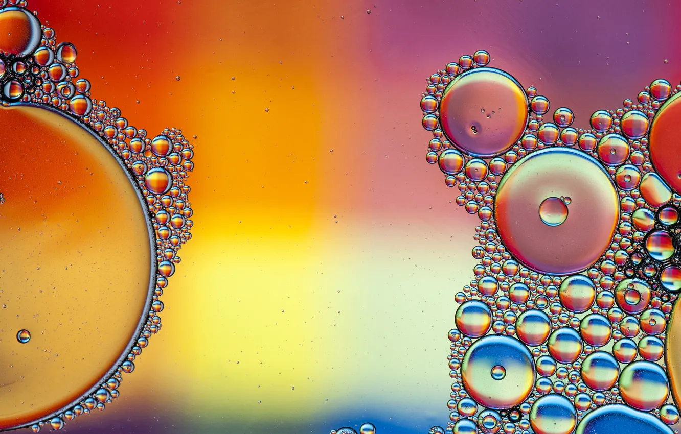 Photo wallpaper foam, water, balls, bubbles, oil, the air, the volume