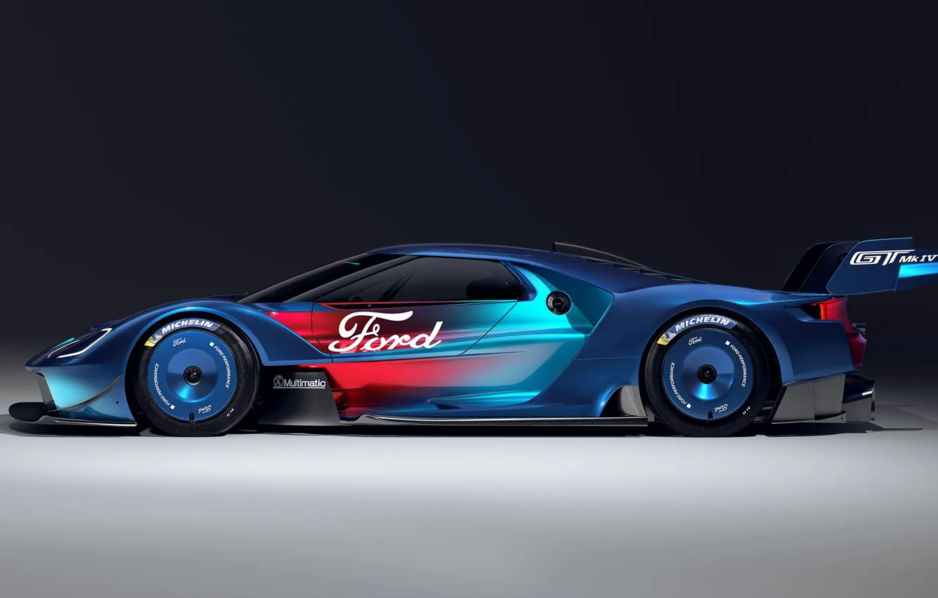 Photo wallpaper Ford, side view, Limited Edition, EcoBoost, twin-turbo, 2023, Track Supercar, Ford GT Mk IVо