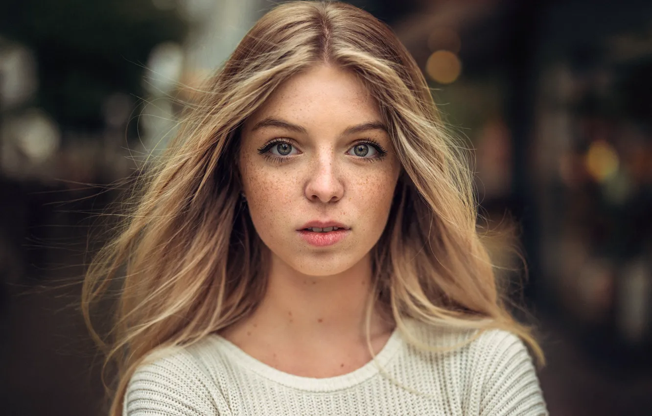 Photo wallpaper face, model, Alina, blonde, freckles, beautiful, the beauty, young