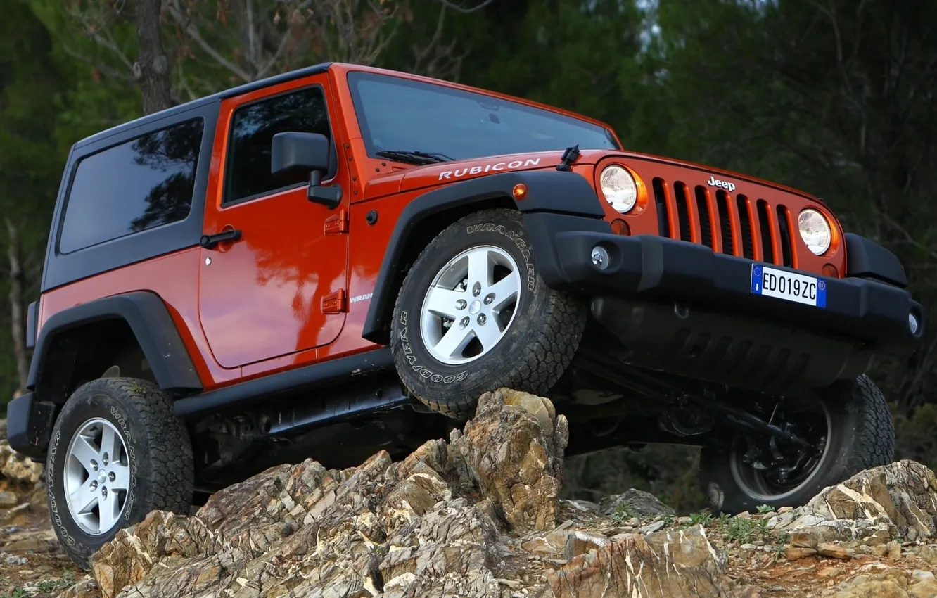 Photo wallpaper stones, wheel, jeep, SUV, the front, Wrangler, Ringler, Jeep