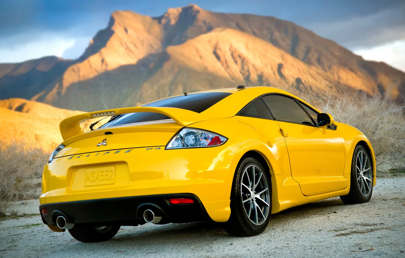 Photo wallpaper machine, mountains, cars, Mitsubishi, Mitsubishi eclipse