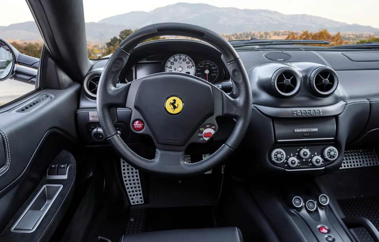 Photo wallpaper Ferrari, 599, Ferrari 599 GTO, steering wheel, torpedo