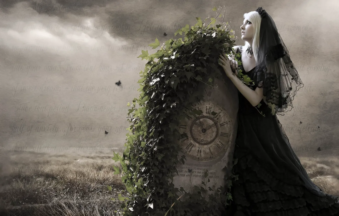 Photo wallpaper girl, background, fantasy, ivy, photoart
