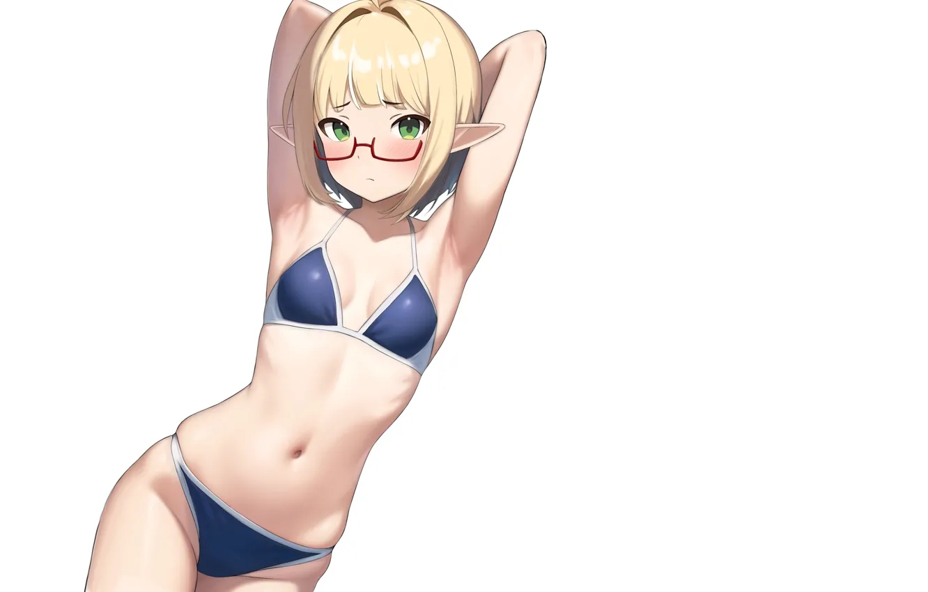 Photo wallpaper kawaii, girl, sexy, anime, blonde, elf, glasses, babe