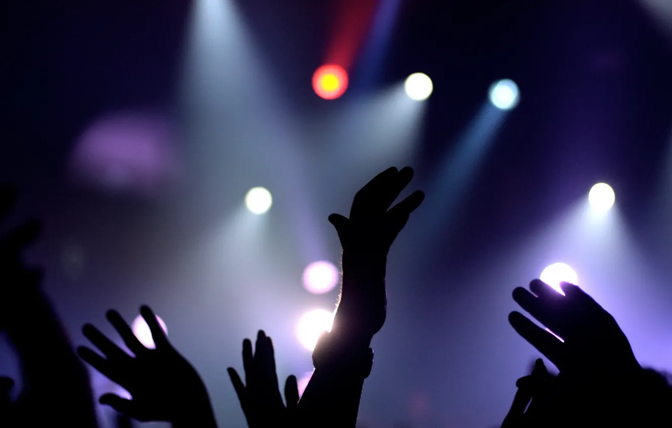 Photo wallpaper hands, concert, spotlight