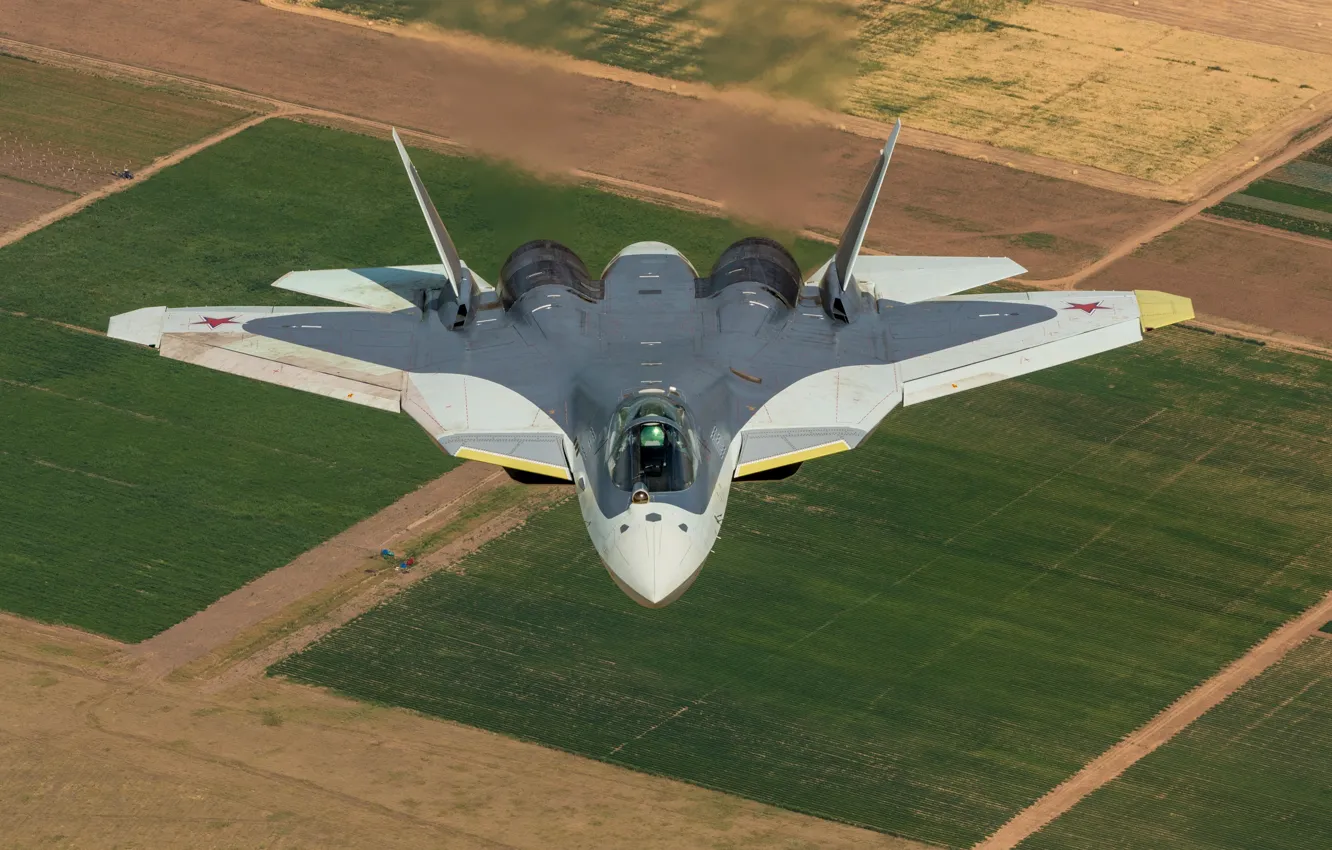Photo wallpaper fighter, T-50, Russian, PAK FA, fifth generation, multifunction